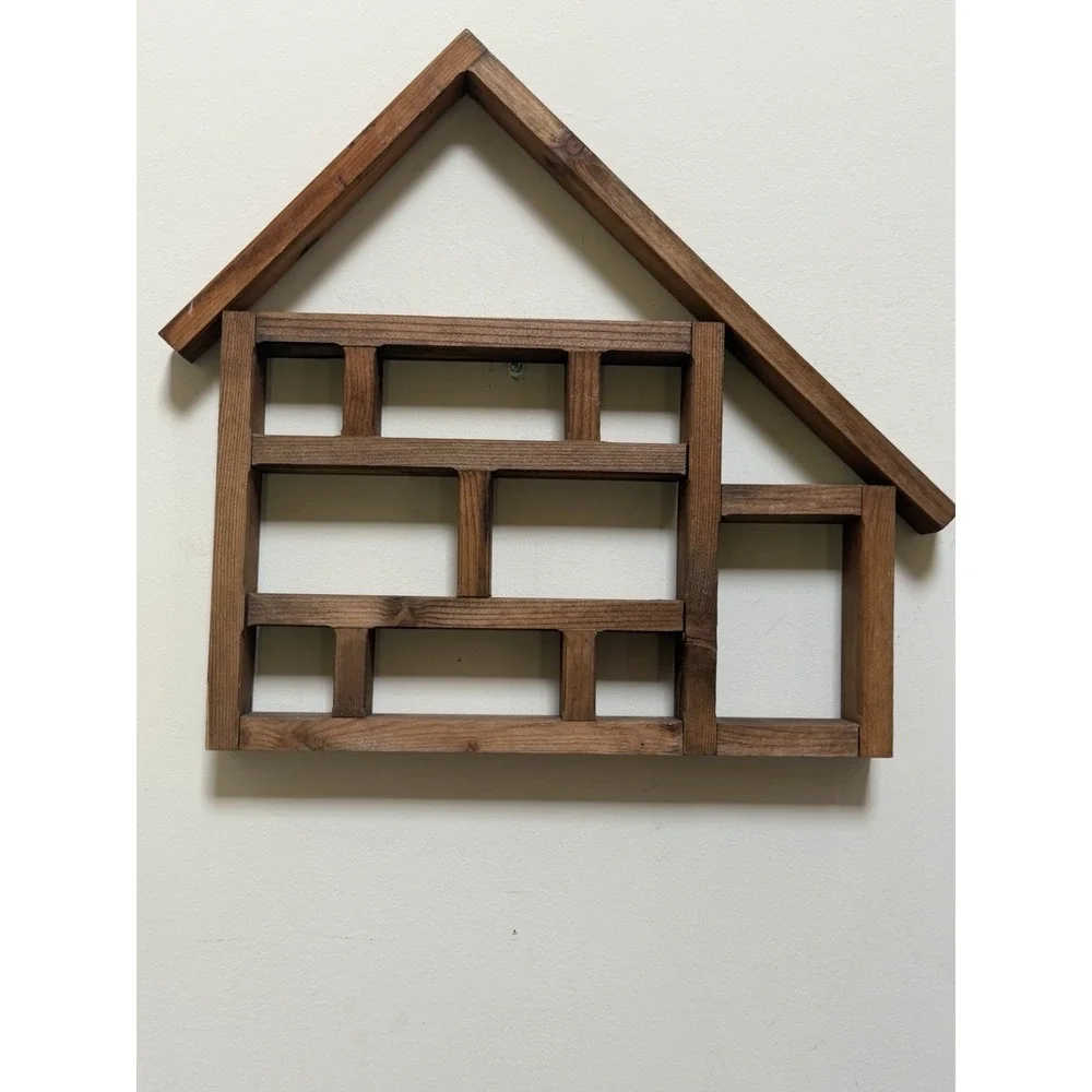 Rustic Wooden House Shadow Box Shelf Wall Display Curio Shelf Farmhouse Trinket